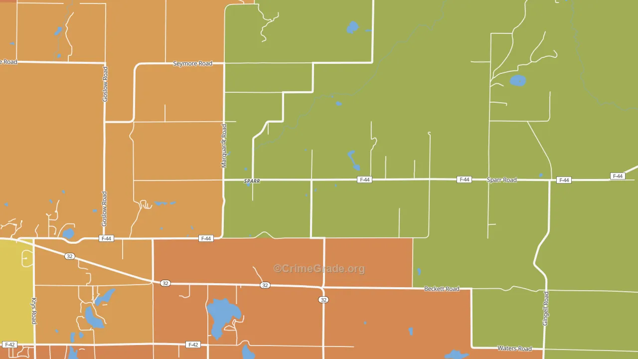 Sparr, MI Map of Robbery Rates