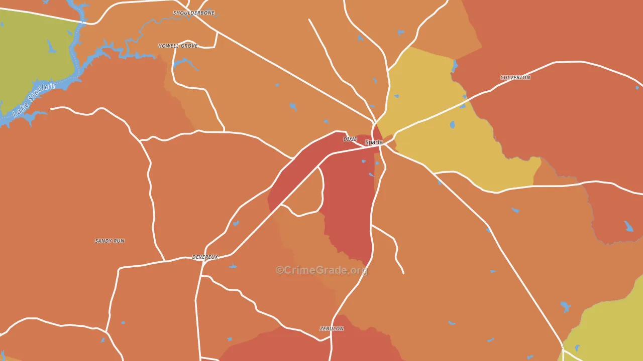Sparta, GA Map of Robbery Rates