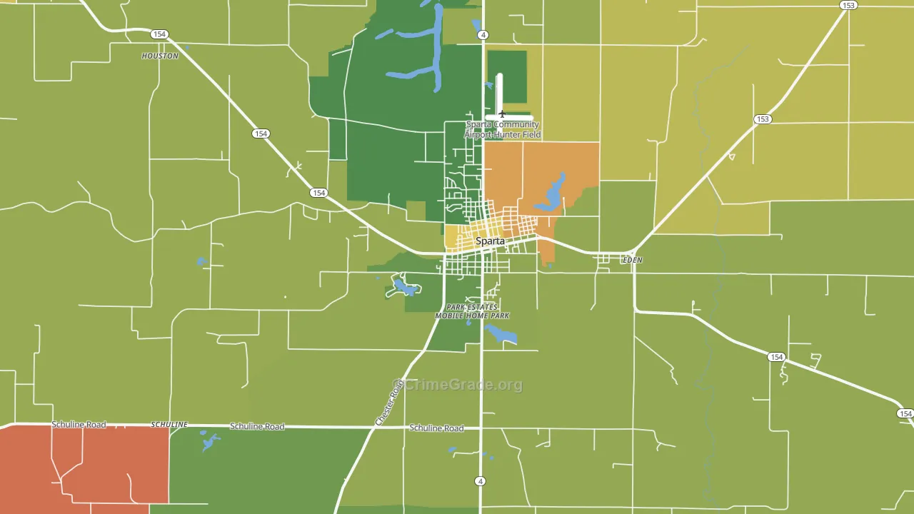 Sparta, IL Map of Robbery Rates