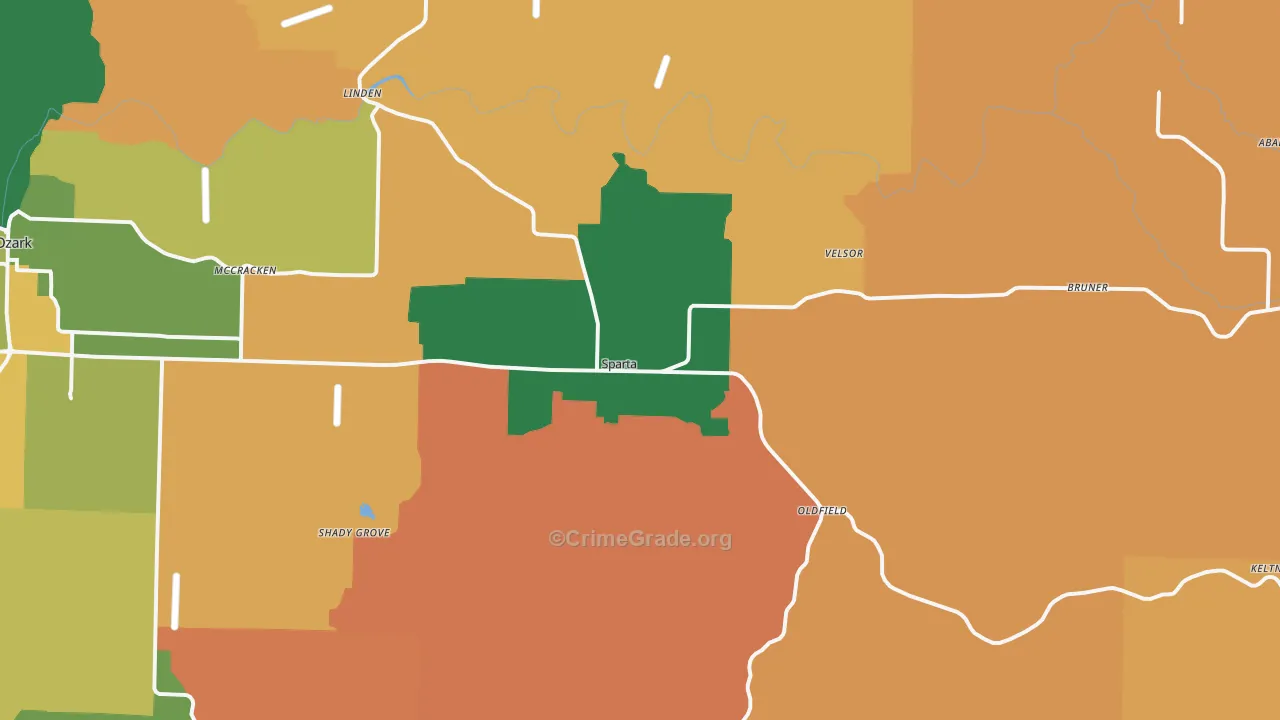 Sparta, MO Map of Robbery Rates