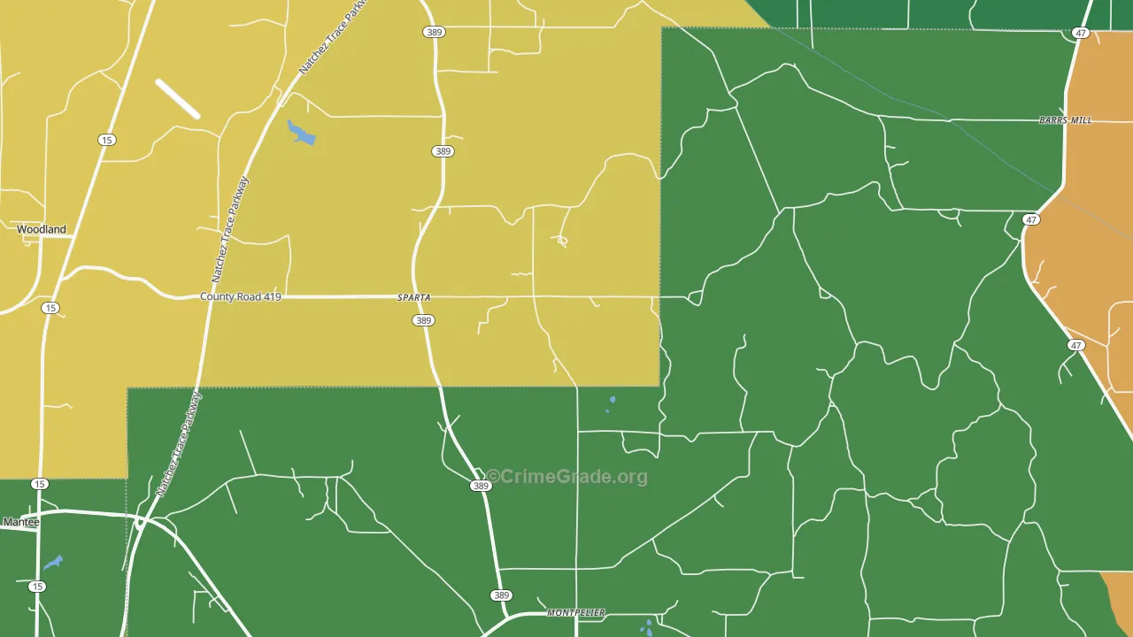 Sparta, MS Map of Robbery Rates