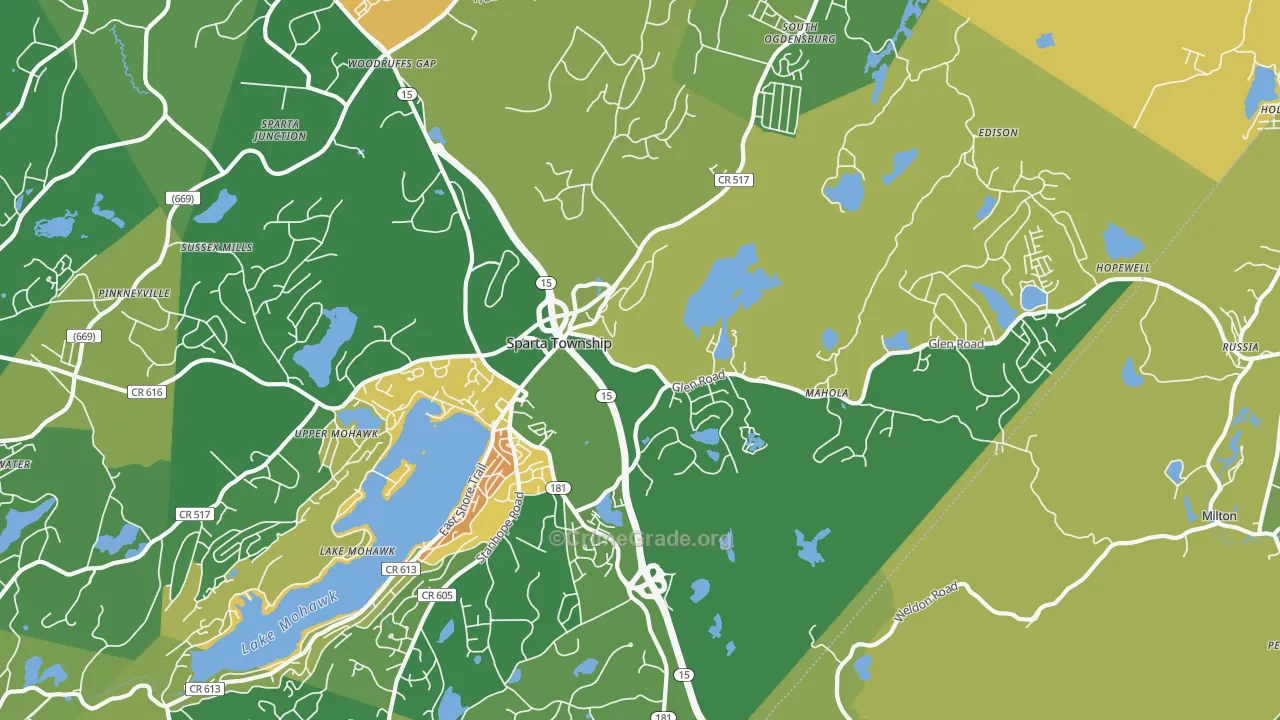 Sparta, NJ Map of Robbery Rates
