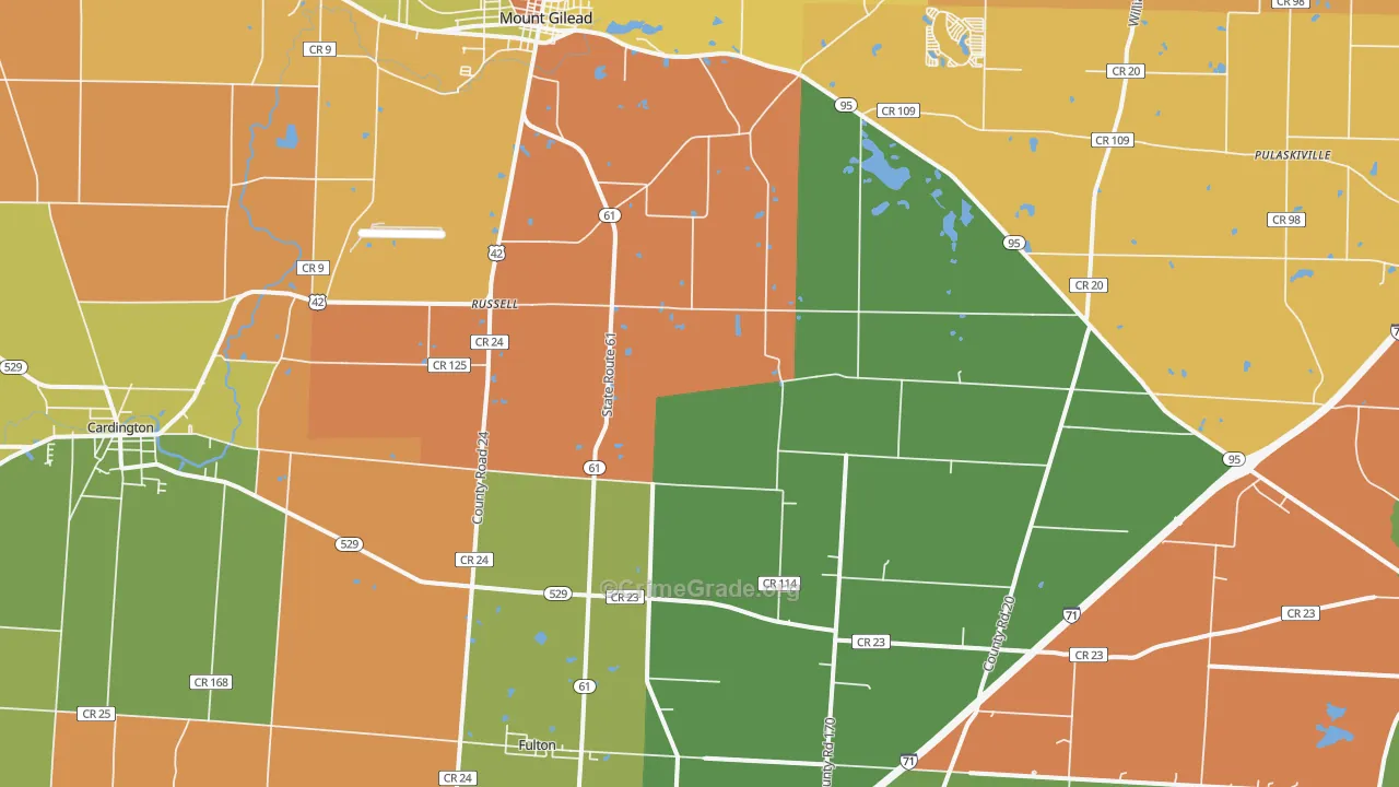 Sparta, OH Map of Robbery Rates
