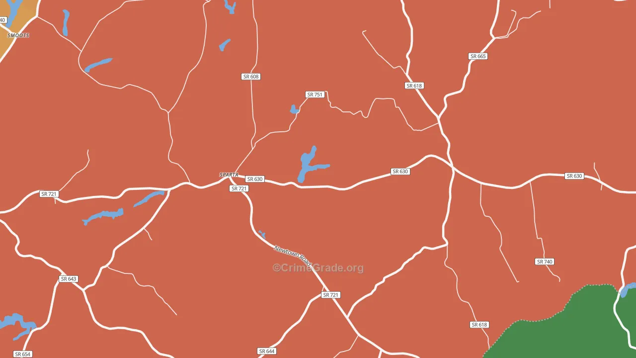 Sparta, VA Map of Robbery Rates