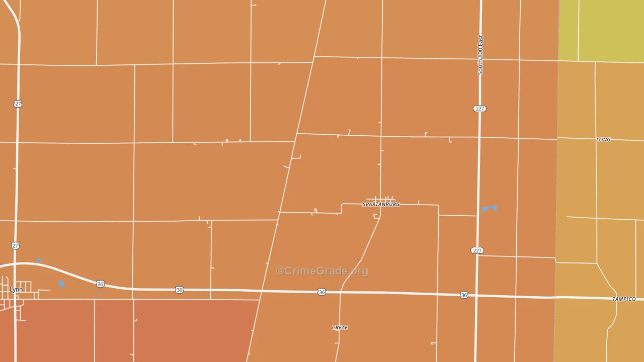 Spartanburg, IN Map of Robbery Rates