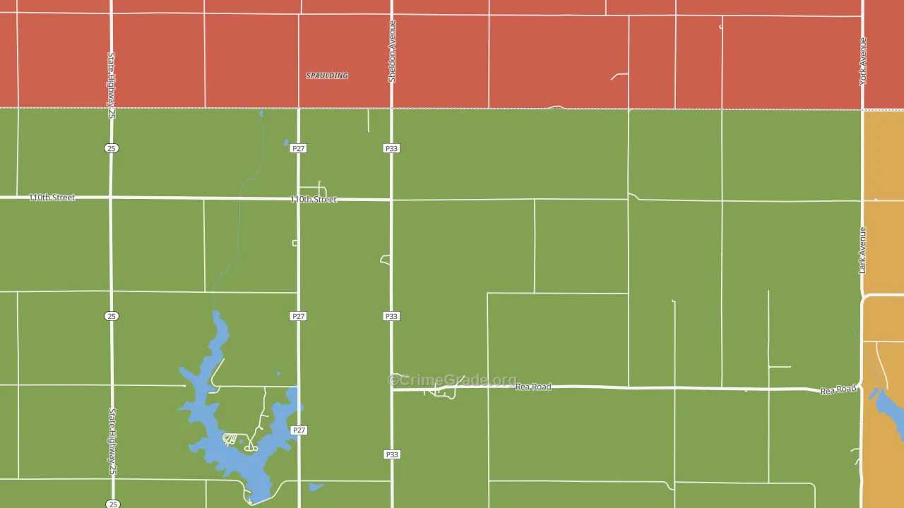 Spaulding, IA Map of Robbery Rates