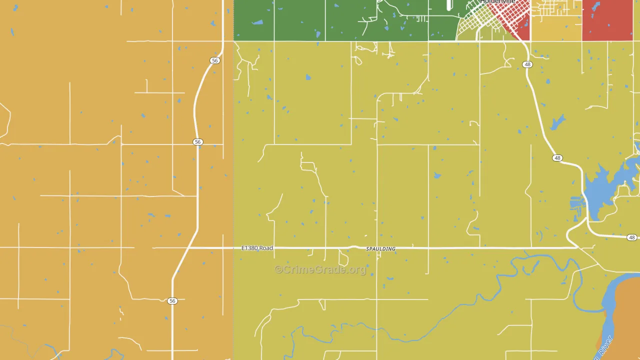 Spaulding, OK Map of Robbery Rates