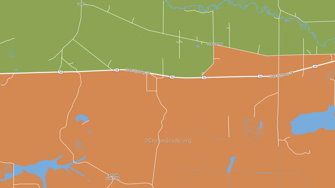 Spaulding, WI Map of Robbery Rates