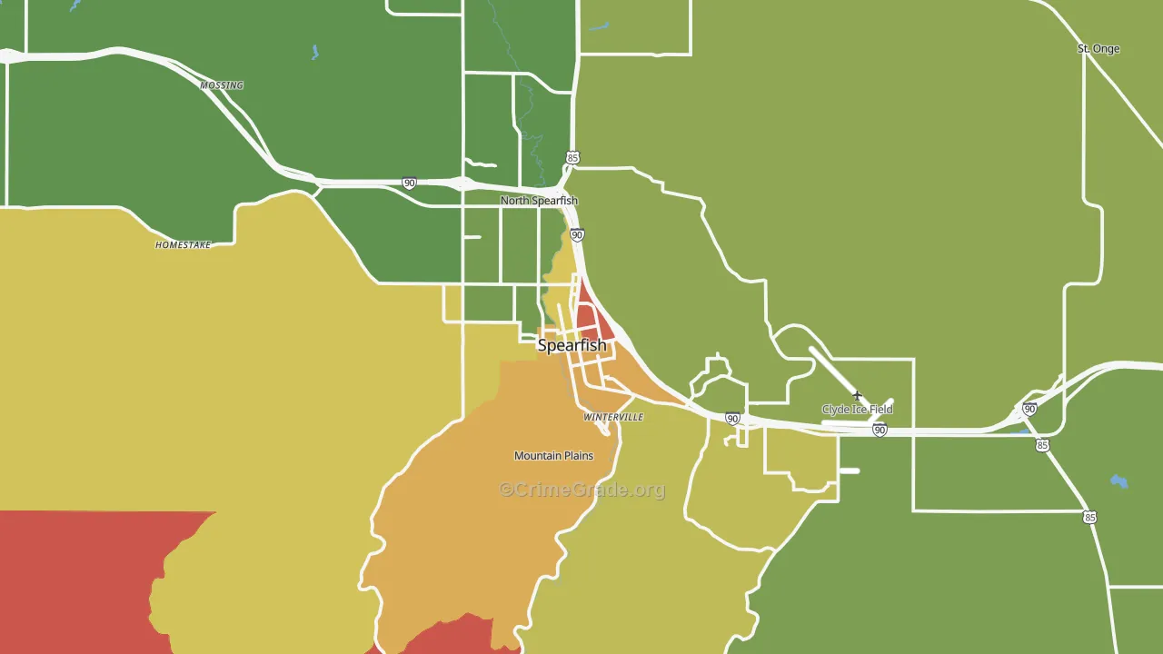 Spearfish, SD Map of Robbery Rates