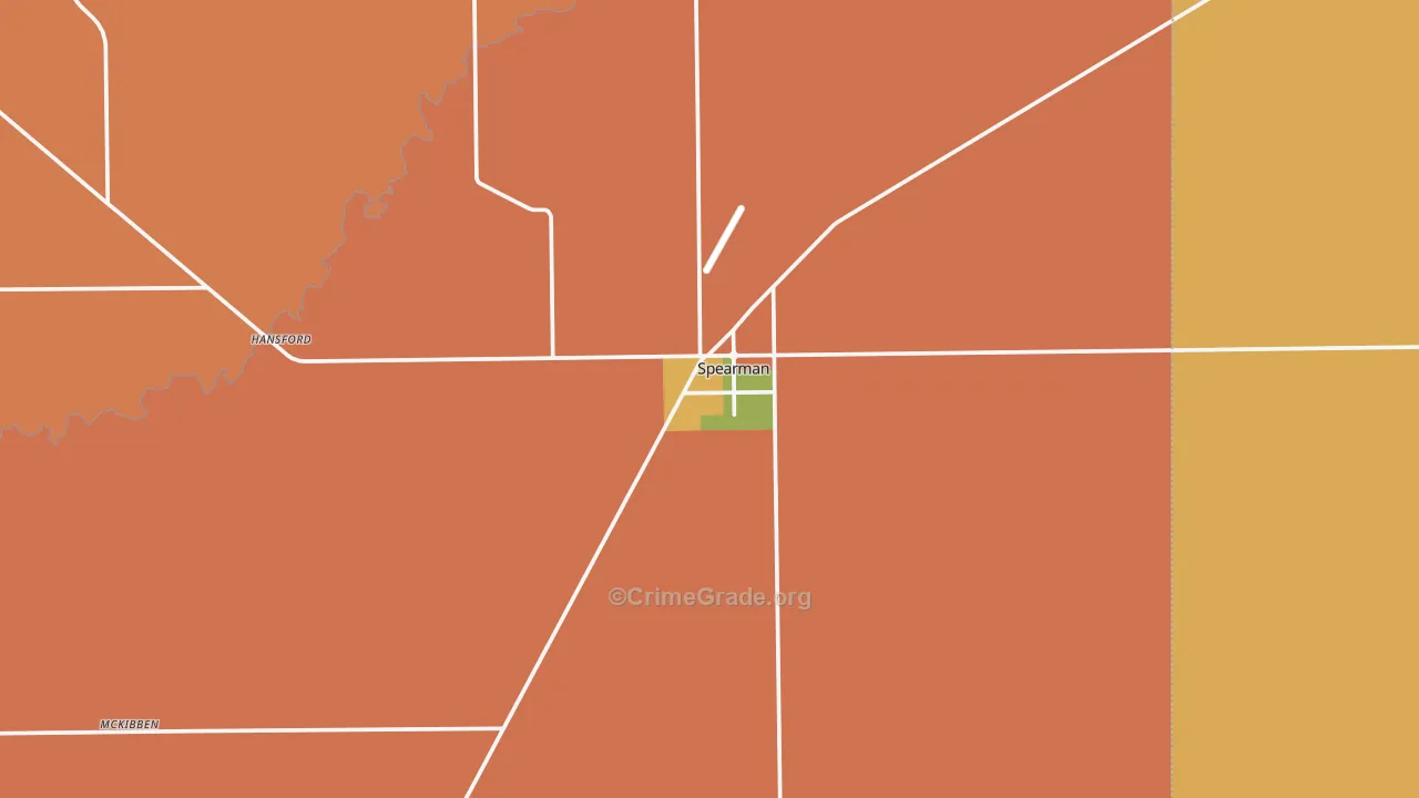 Spearman, TX Map of Robbery Rates