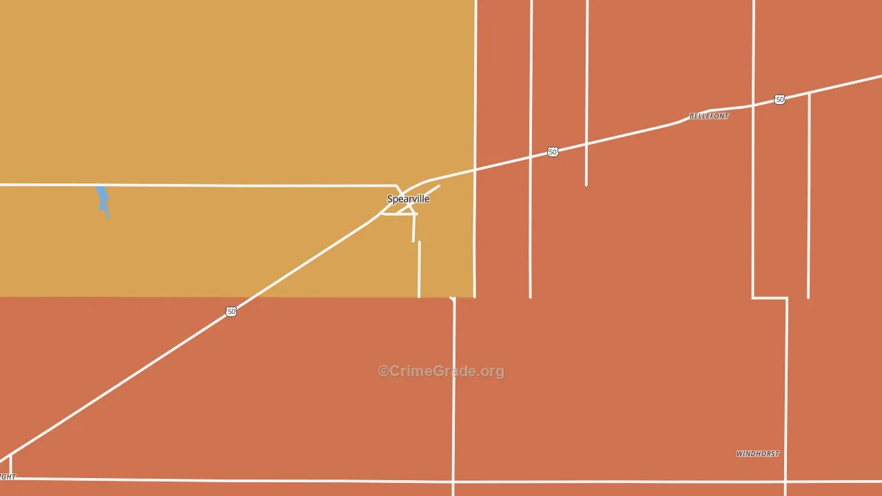 Spearville, KS Map of Robbery Rates