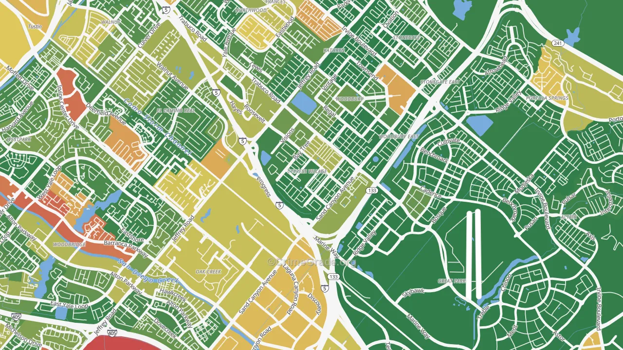 Spectrum, Irvine, CA Map of Robbery Rates