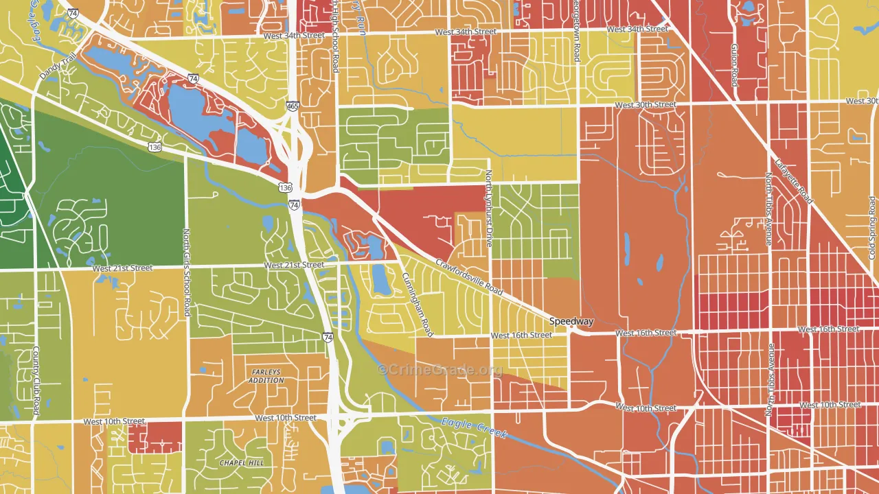 Speedway, IN Map of Robbery Rates