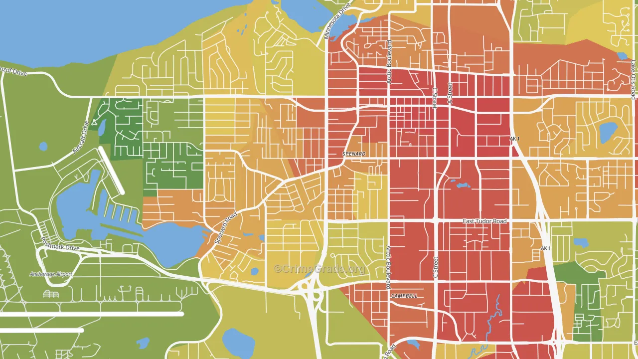 Spenard, Anchorage, AK Map of Robbery Rates