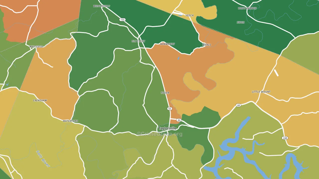 Spencer County, KY Map of Robbery Rates