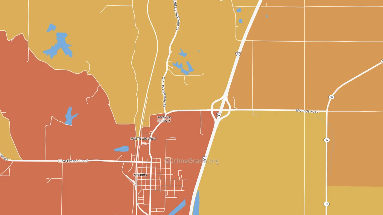 Spencer Heights, IL Map of Robbery Rates