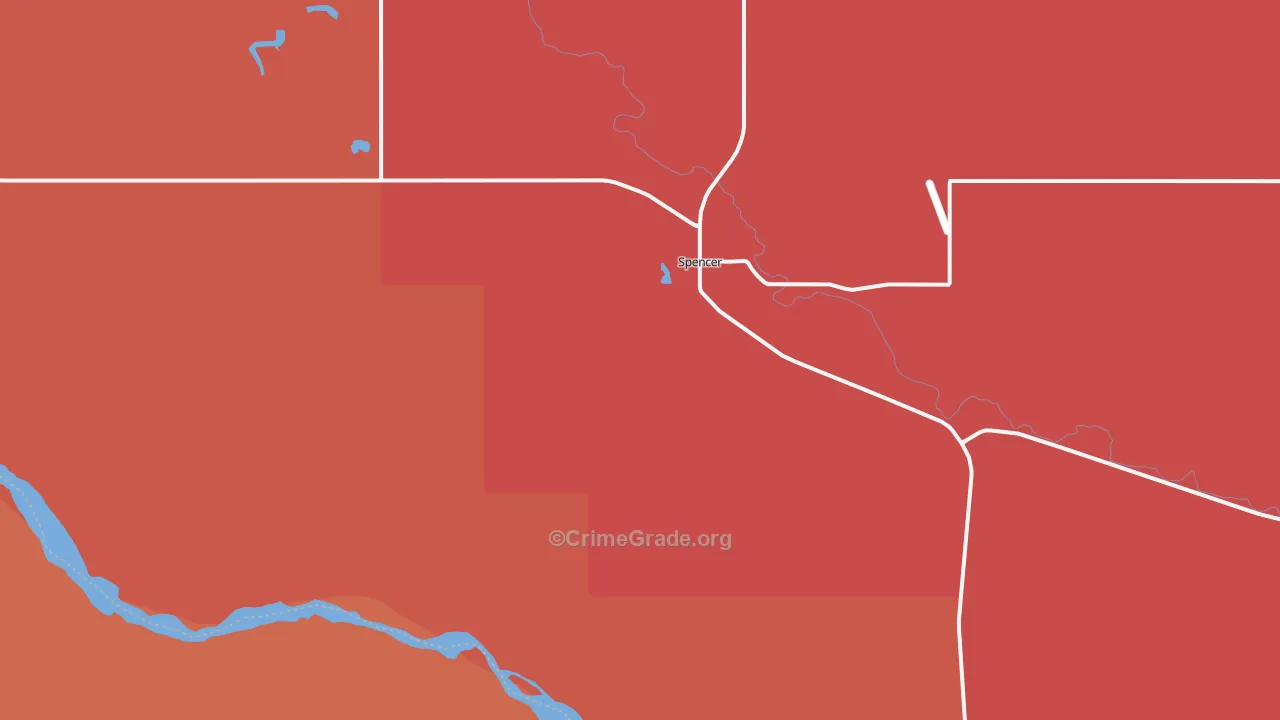 Spencer, NE Map of Robbery Rates