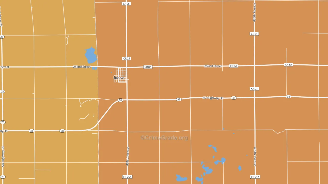 Spencer, SD Map of Robbery Rates