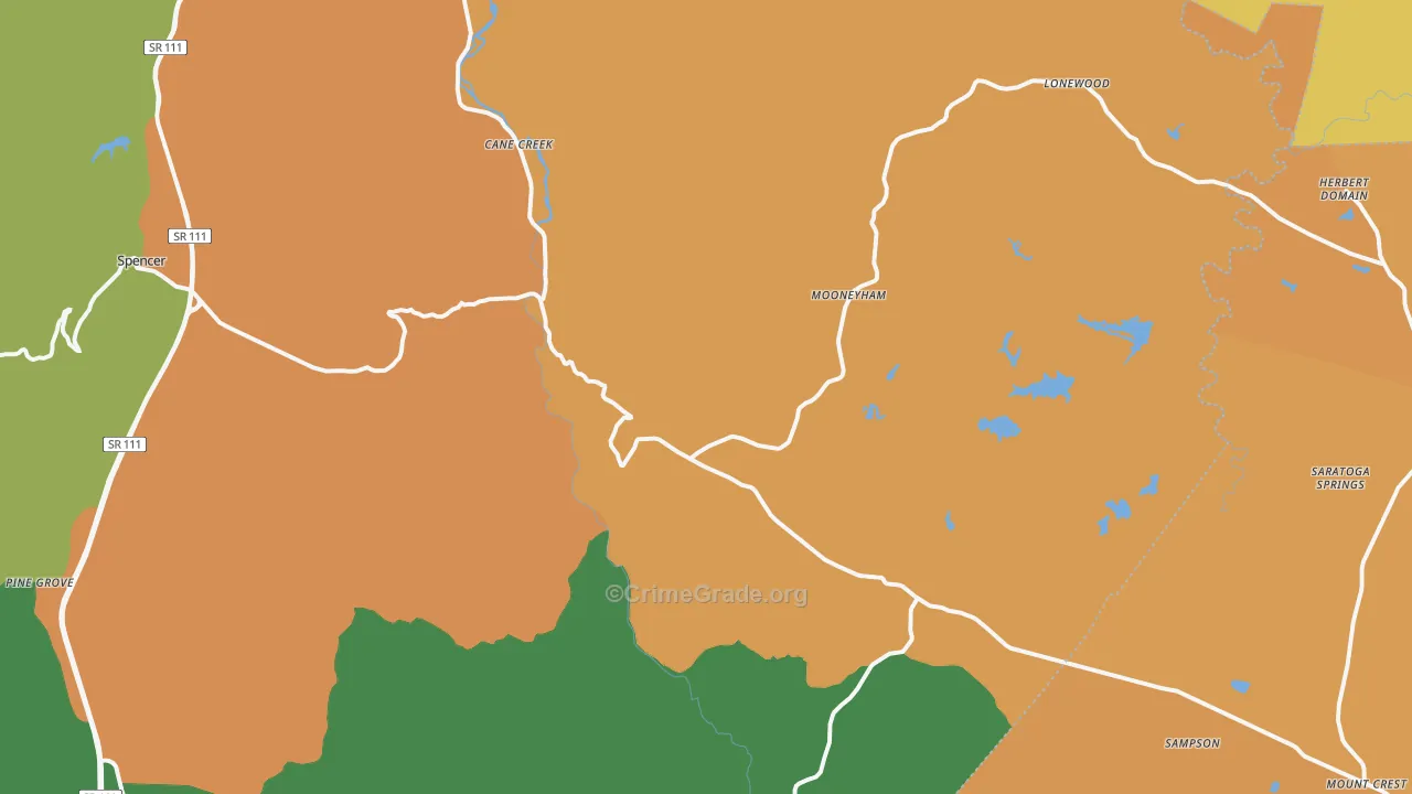 Spencer, TN Map of Robbery Rates