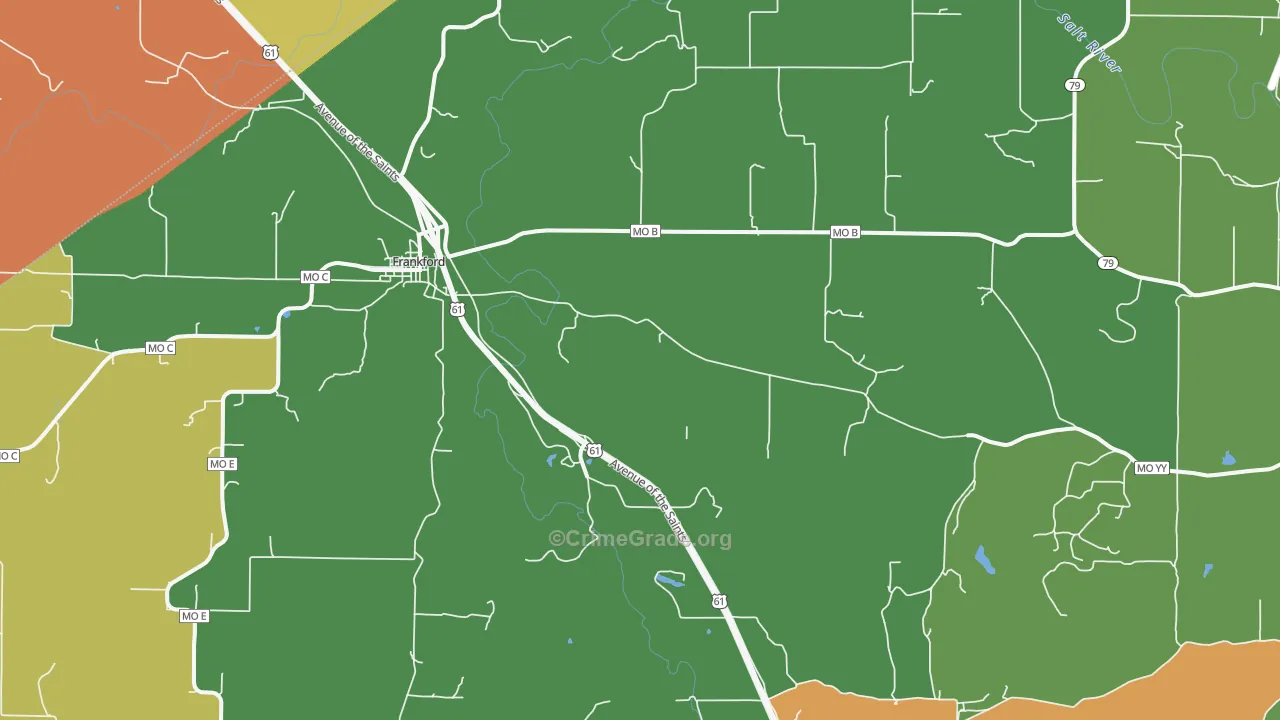 Spencerburg, MO Map of Robbery Rates