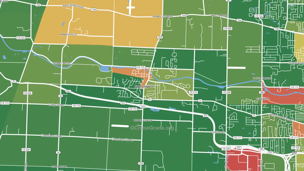 Spencerport, NY Map of Robbery Rates
