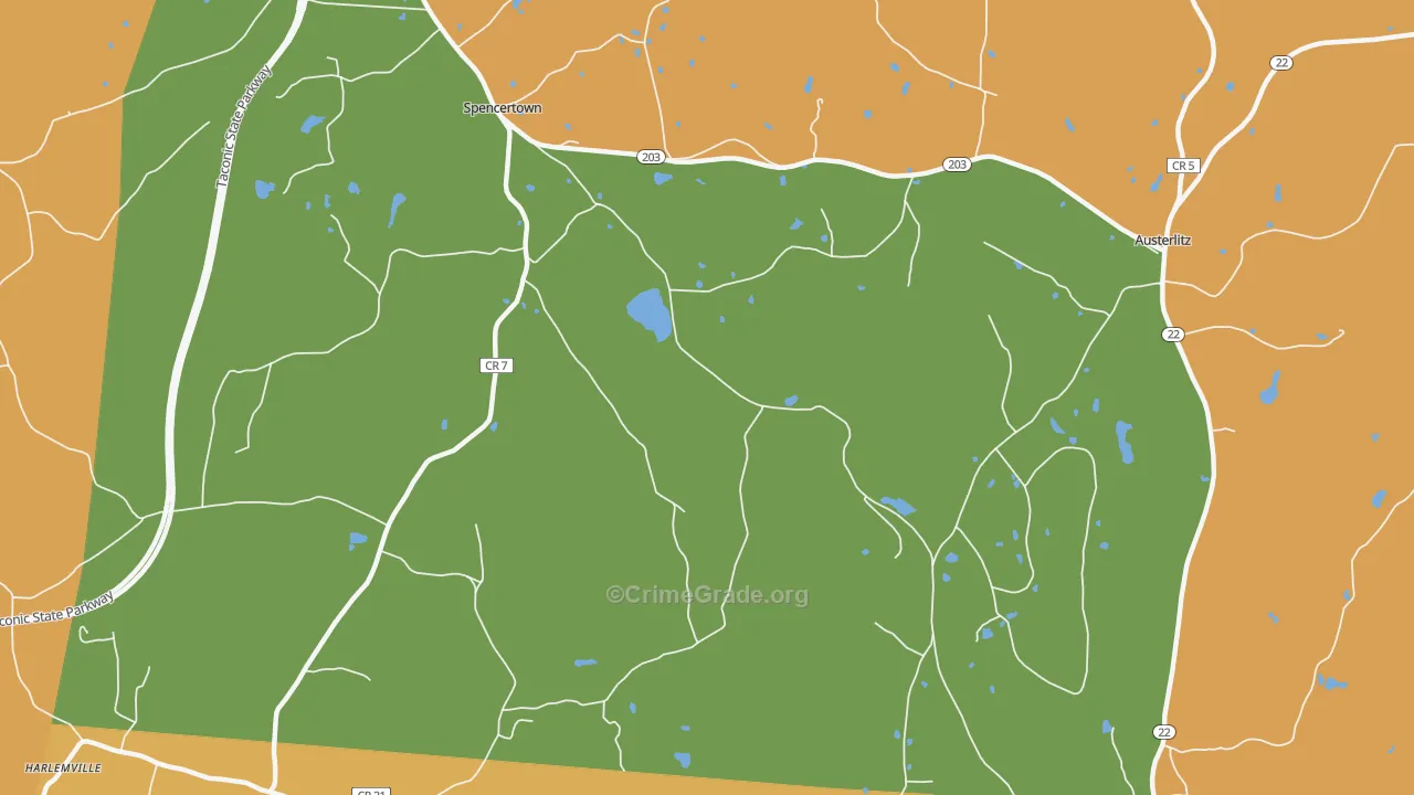 Spencertown, NY Map of Robbery Rates