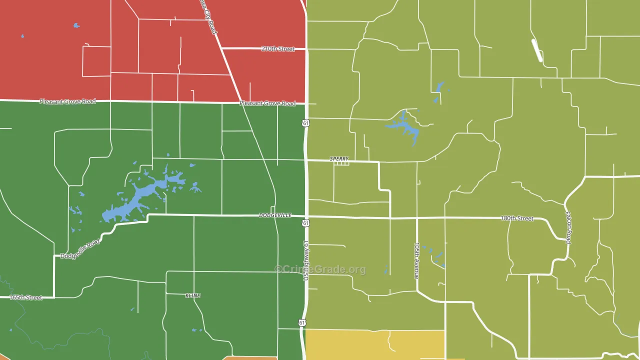 Sperry, IA Map of Robbery Rates