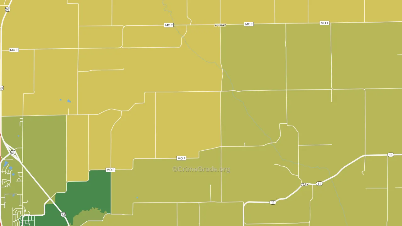 Sperry, MO Map of Robbery Rates