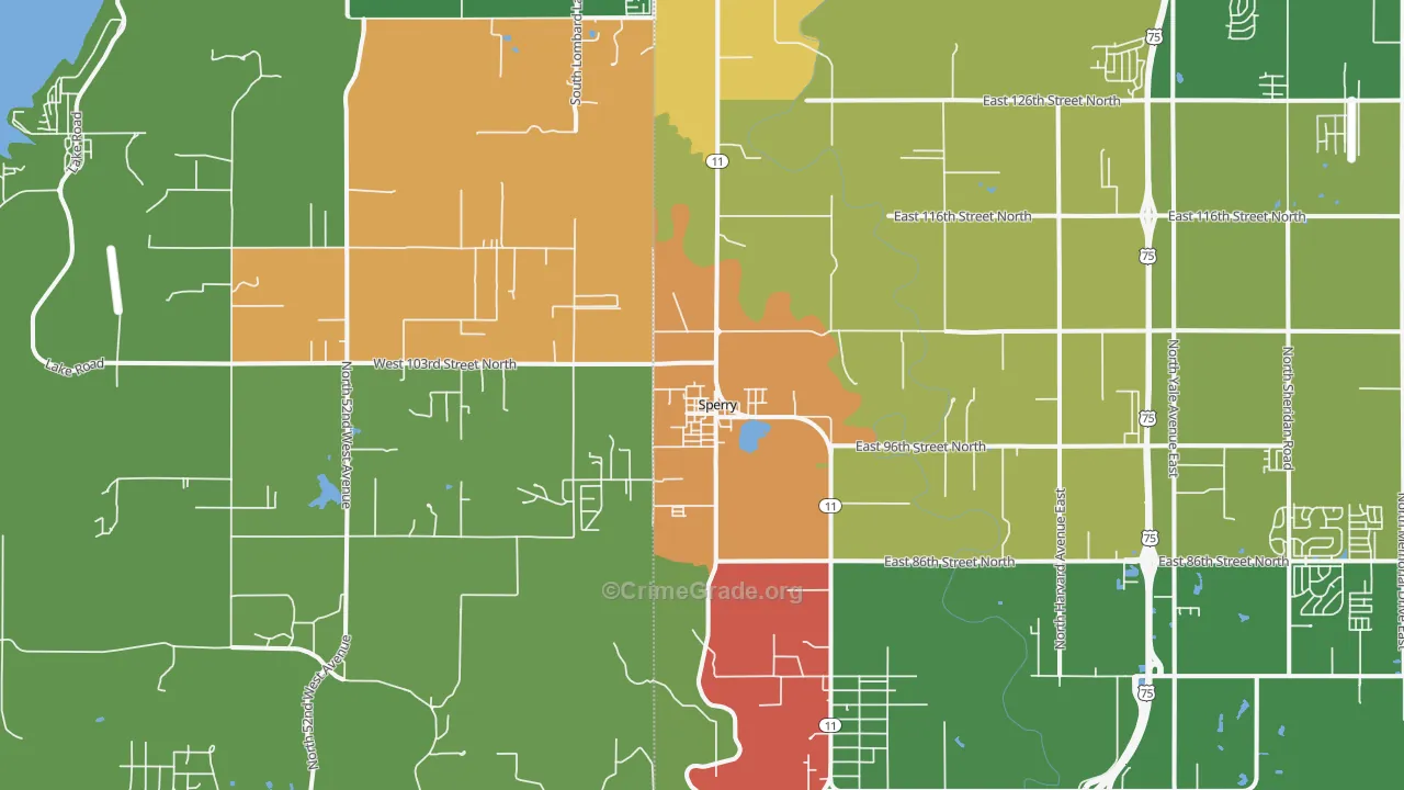 Sperry, OK Map of Robbery Rates