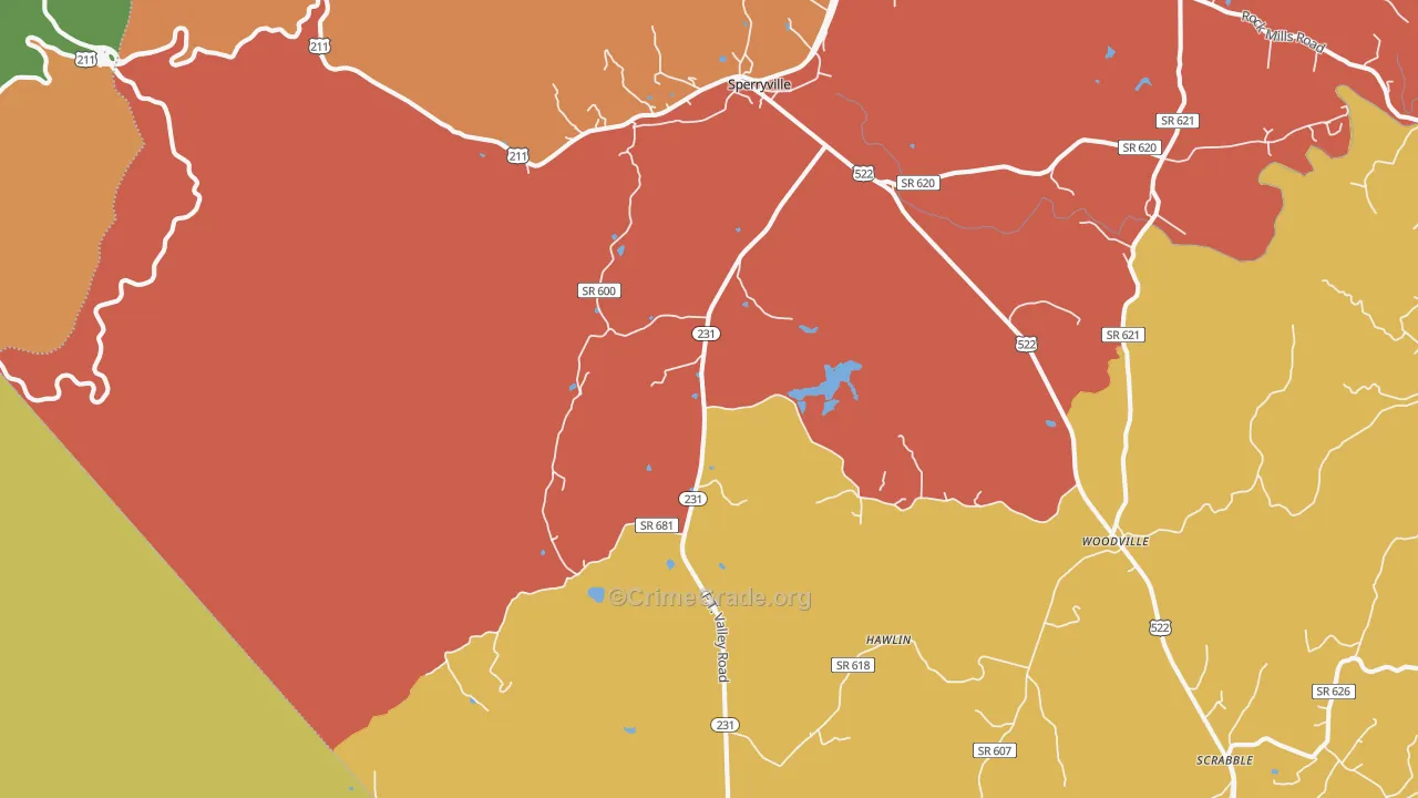 Sperryville, VA Map of Robbery Rates