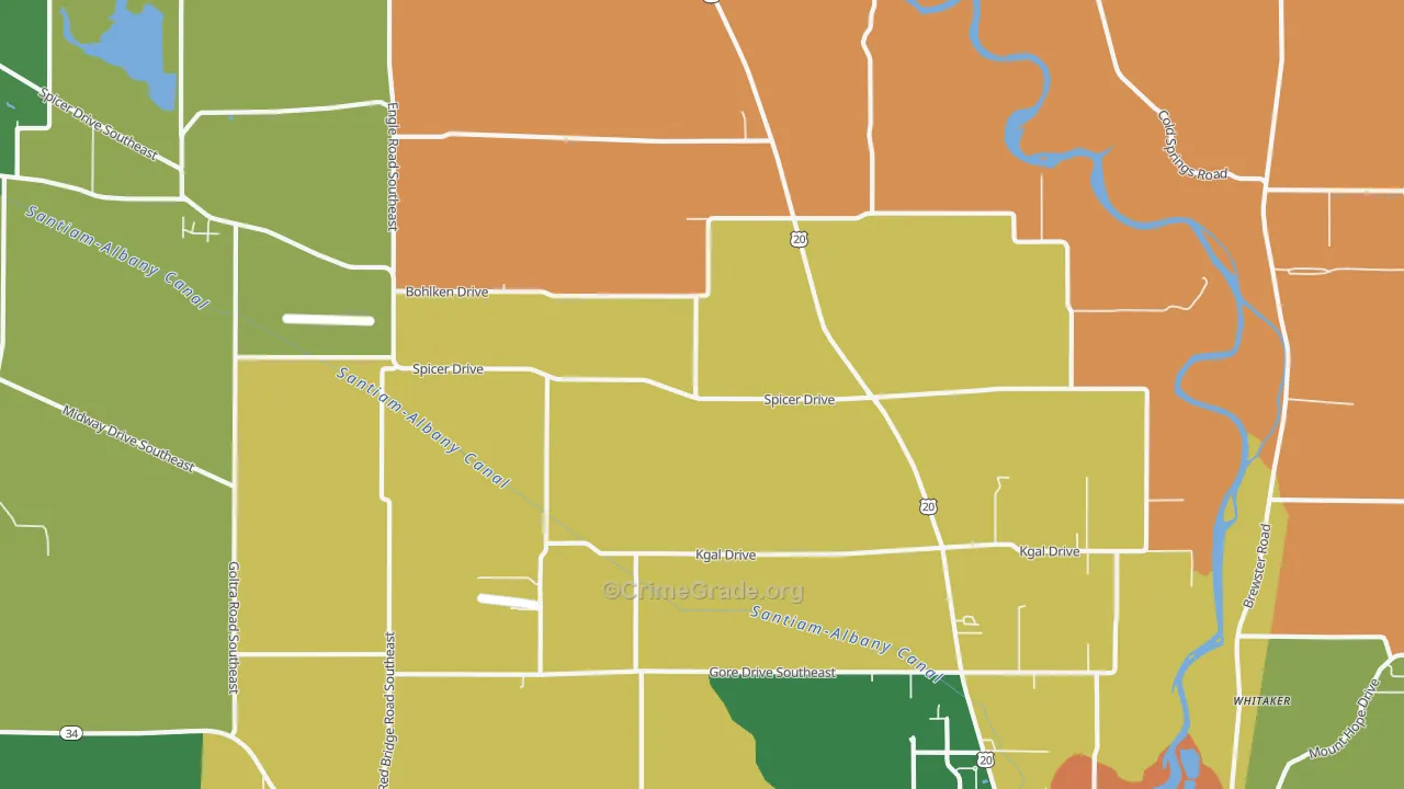 Spicer, OR Map of Robbery Rates