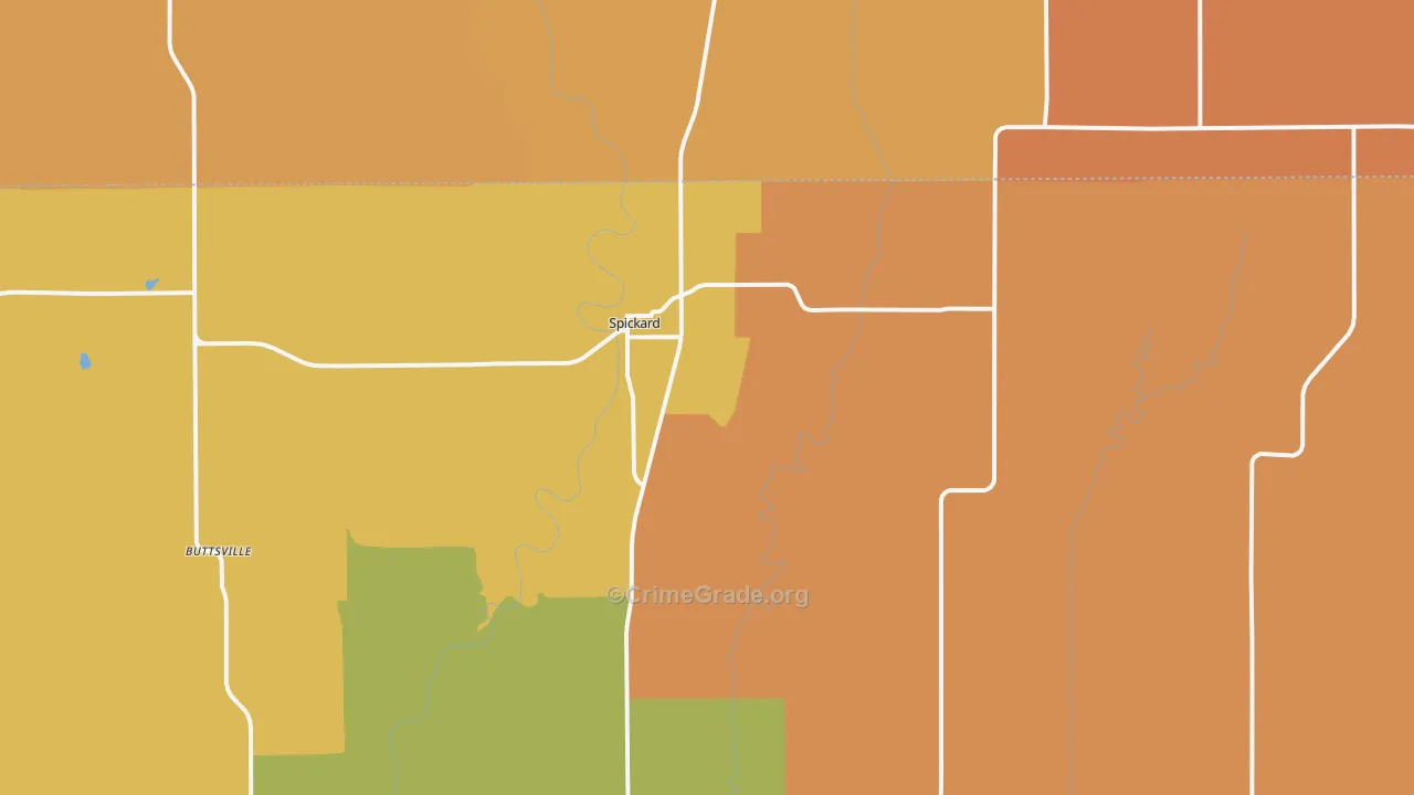 Spickard, MO Map of Robbery Rates