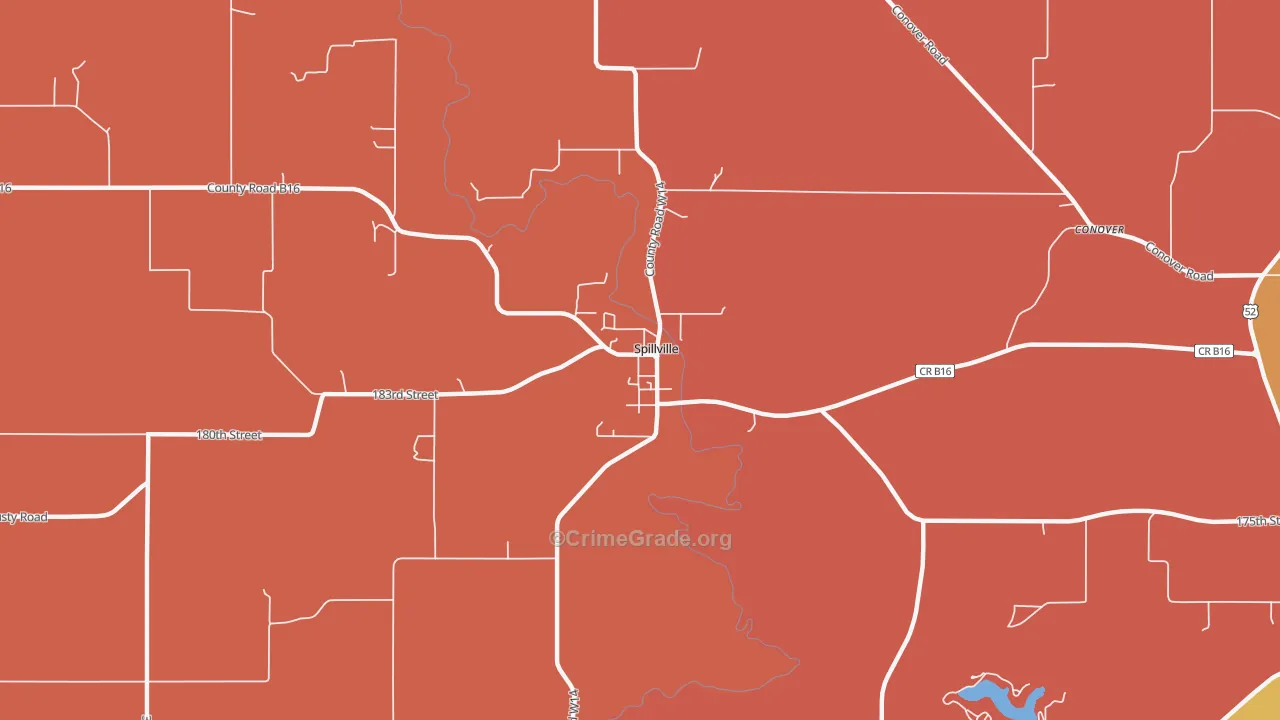 Spillville, IA Map of Robbery Rates