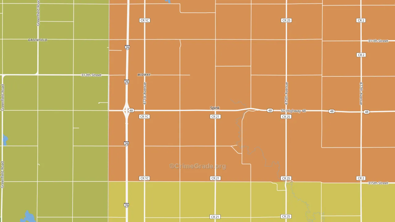 Spink, SD Map of Robbery Rates