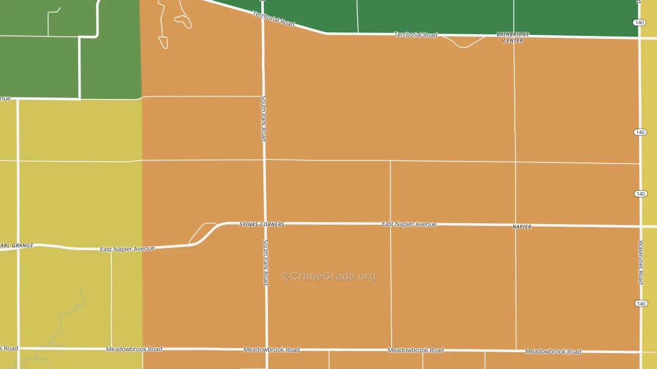Spinks Corners, MI Map of Robbery Rates