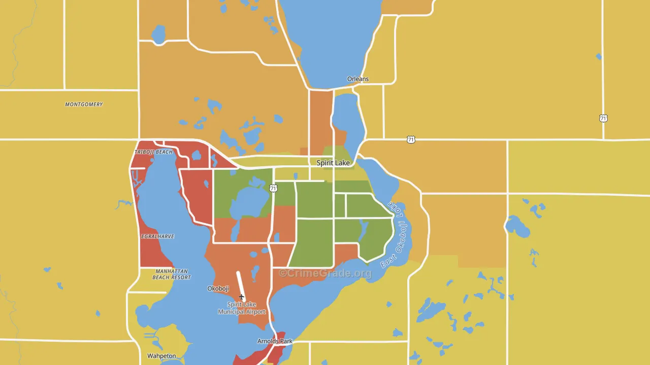 Spirit Lake, IA Map of Robbery Rates