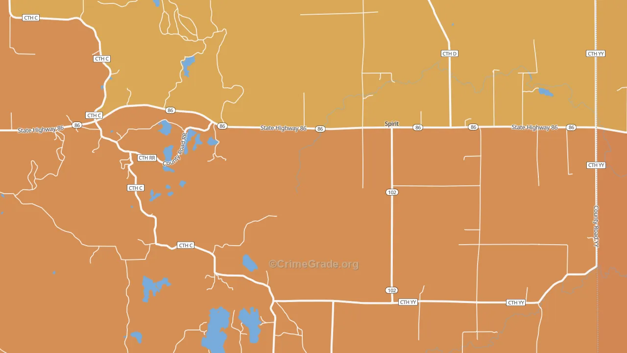 Spirit, WI Map of Robbery Rates