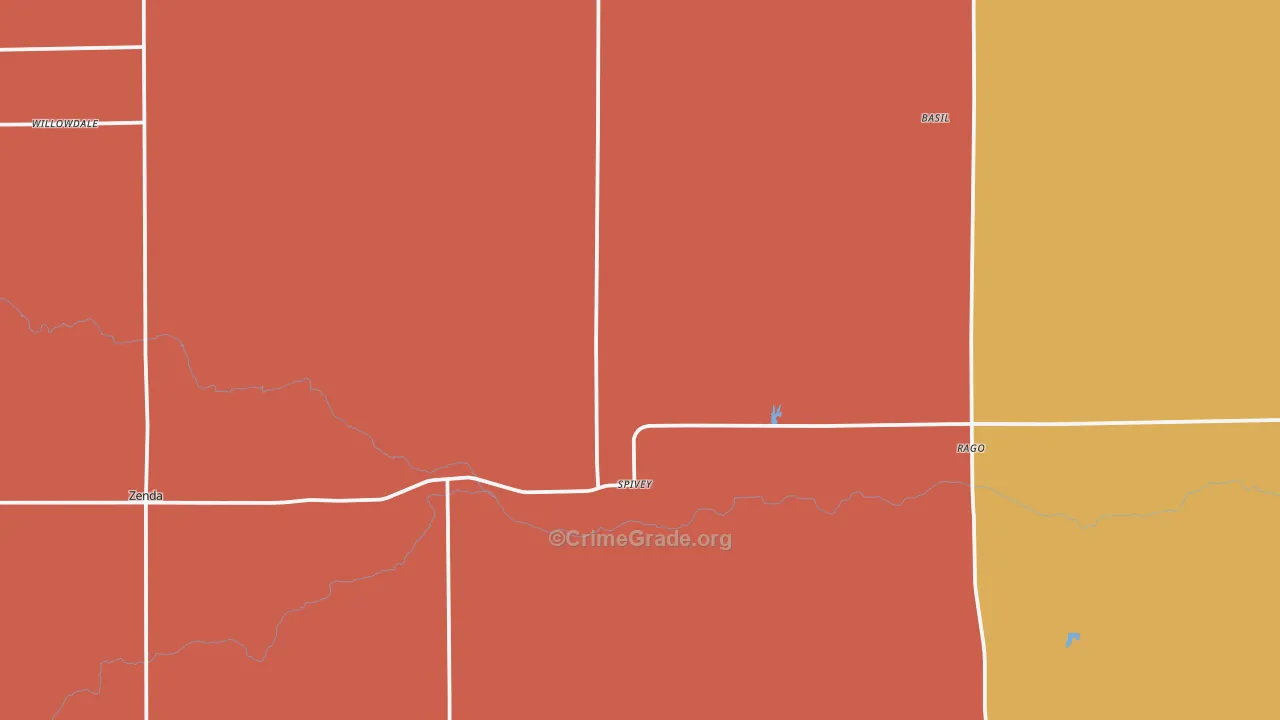 Spivey, KS Map of Robbery Rates