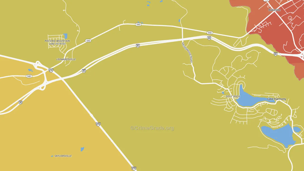 Split Rock, PA Map of Robbery Rates