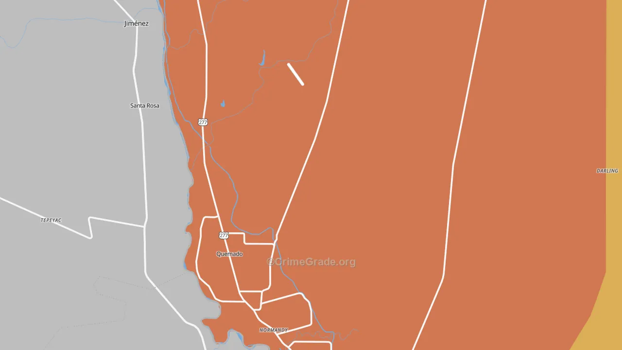 Spofford, TX Map of Robbery Rates