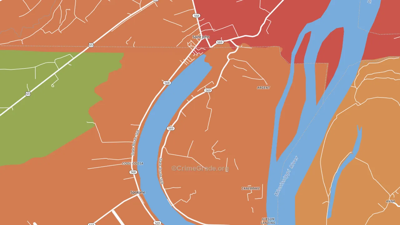 Spokane, LA Map of Robbery Rates