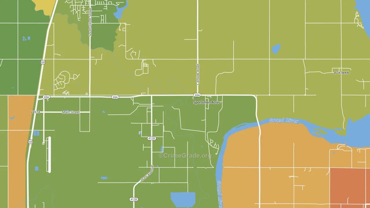 Sportsmen Acres, OK Map of Robbery Rates