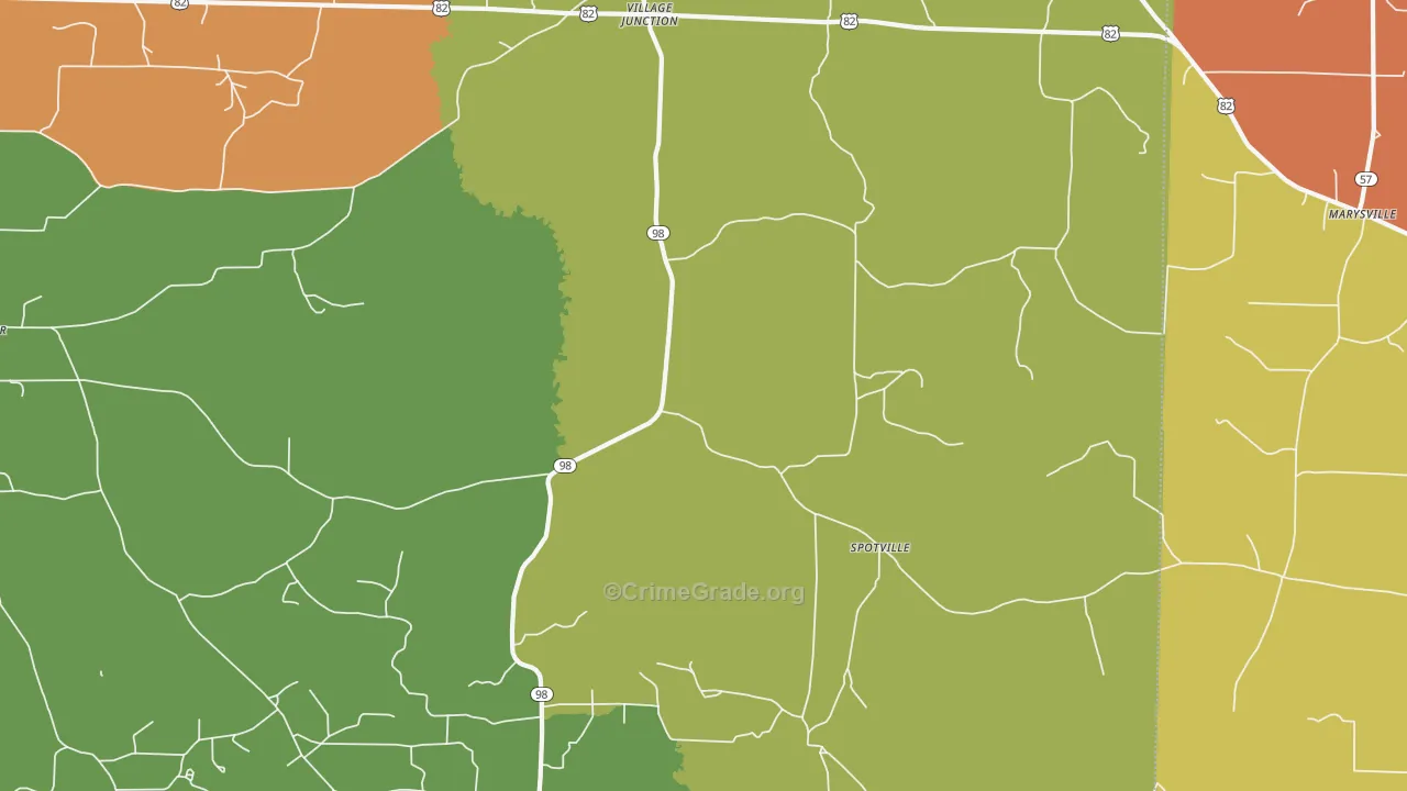 Spotville, AR Map of Robbery Rates