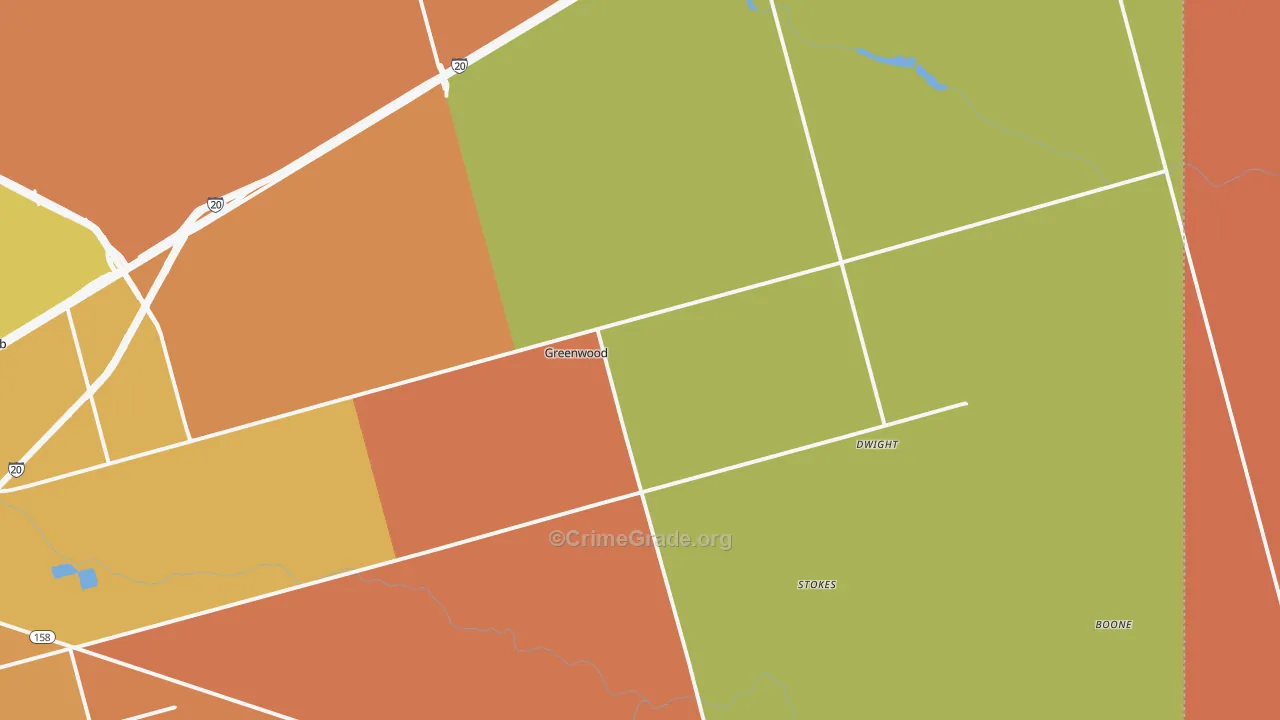 Spraberry, TX Map of Robbery Rates