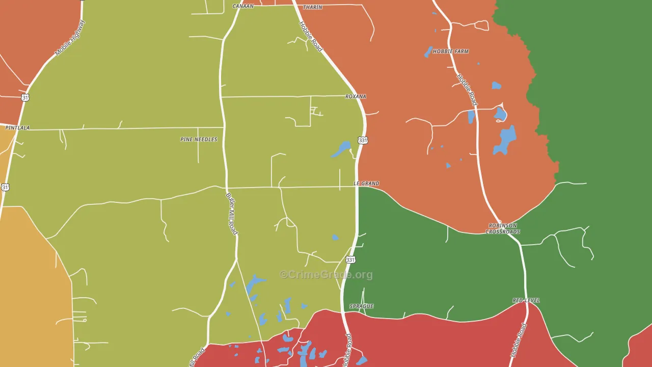 Sprague, AL Map of Robbery Rates