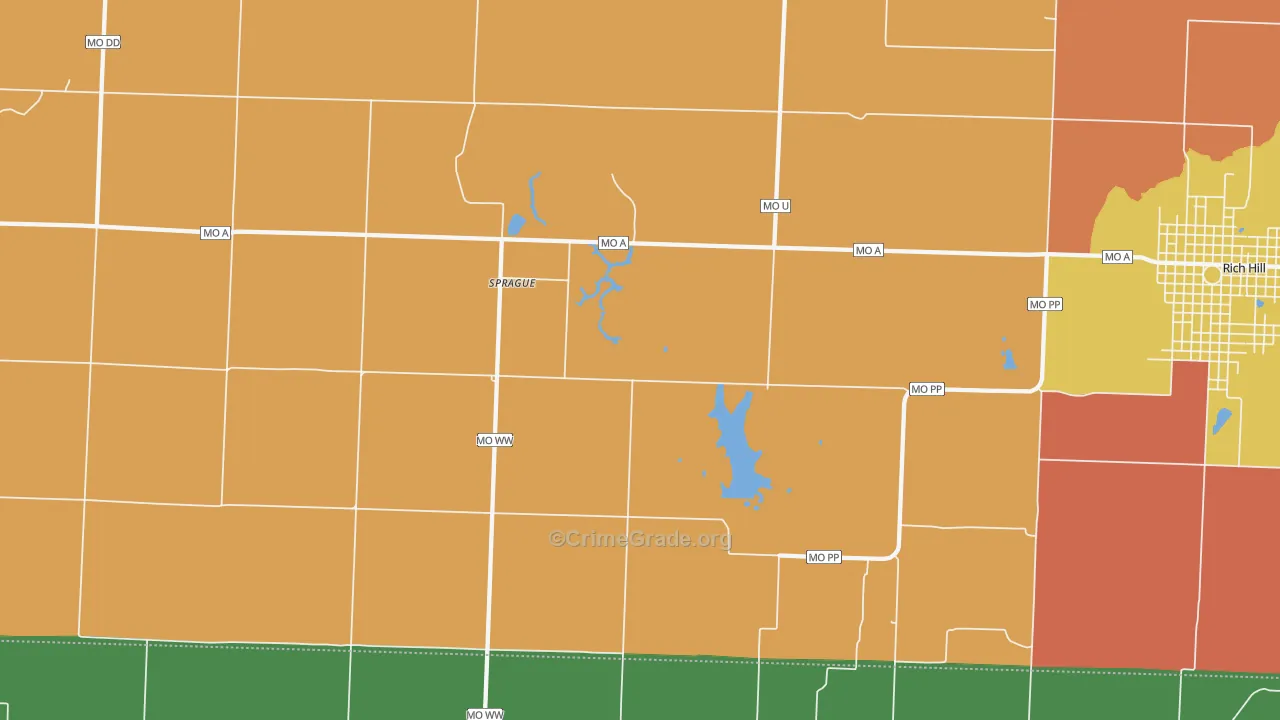 Sprague, MO Map of Robbery Rates