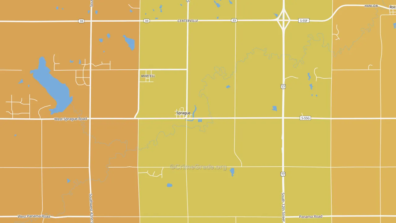 Sprague, NE Map of Robbery Rates