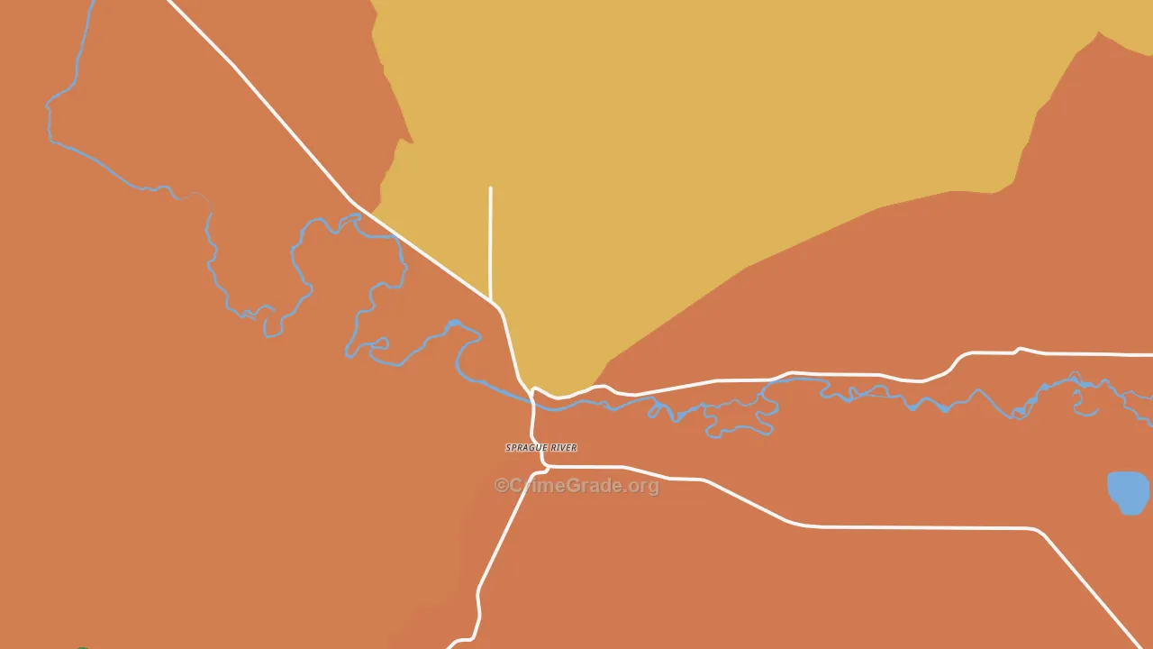 Sprague River, OR Map of Robbery Rates