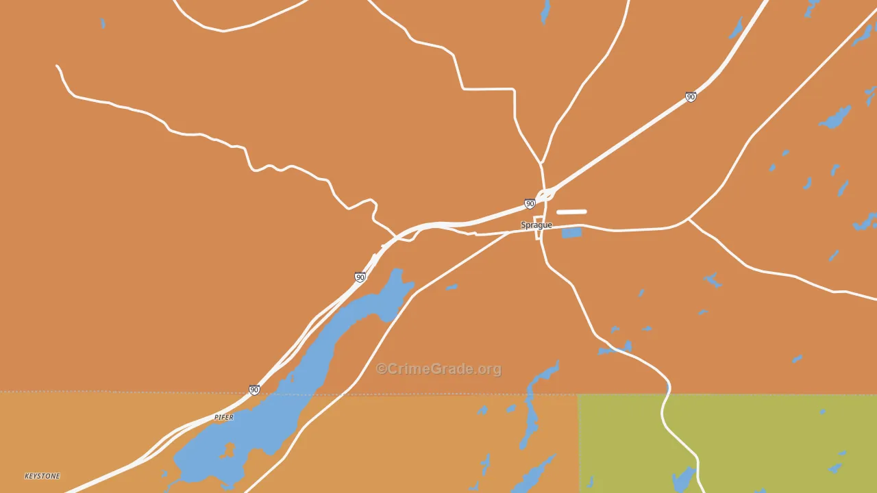 Sprague, WA Map of Robbery Rates