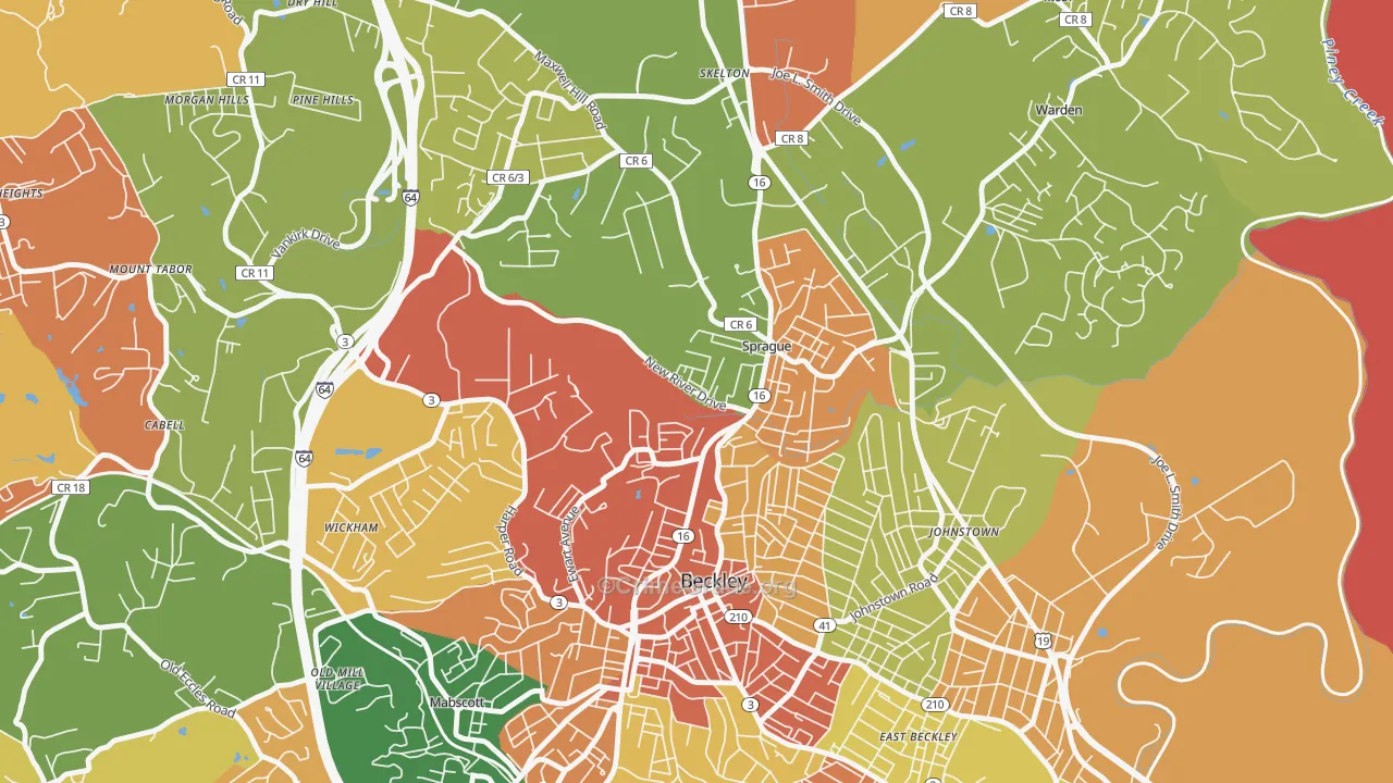 Sprague, WV Map of Robbery Rates